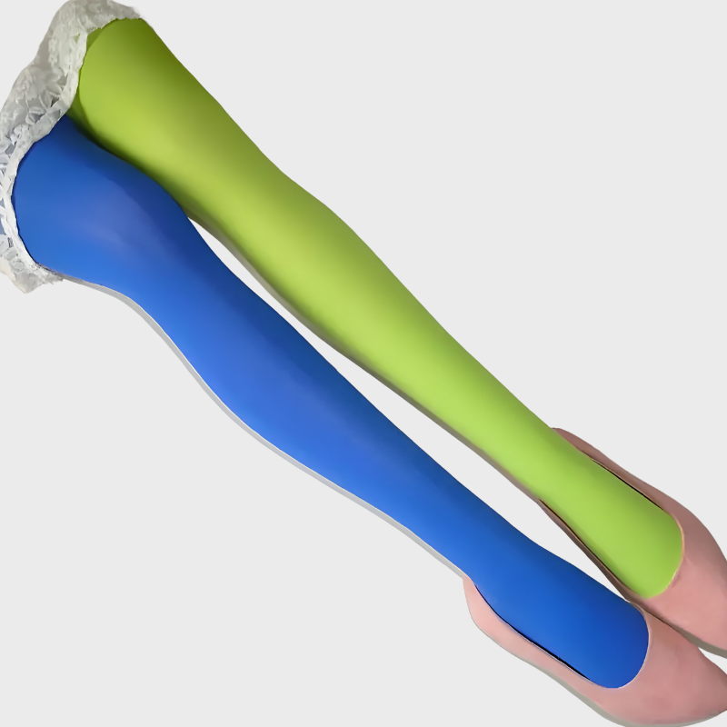 Collants bicolores bleu et vert - Bas fantaisie taille haute