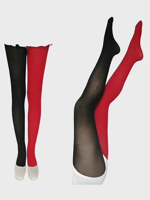 Collants bicolores noir et rouge - Bas fantaisie taille