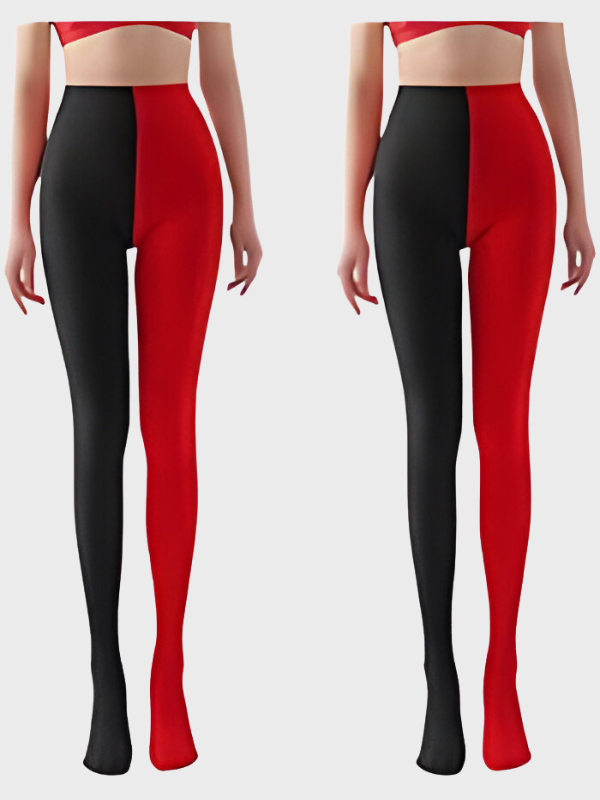 Collants bicolores noir et rouge - Bas fantaisie taille