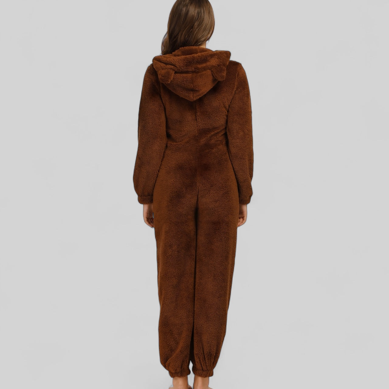 Combinaison pyjama femme en polaire avec capuche zippée