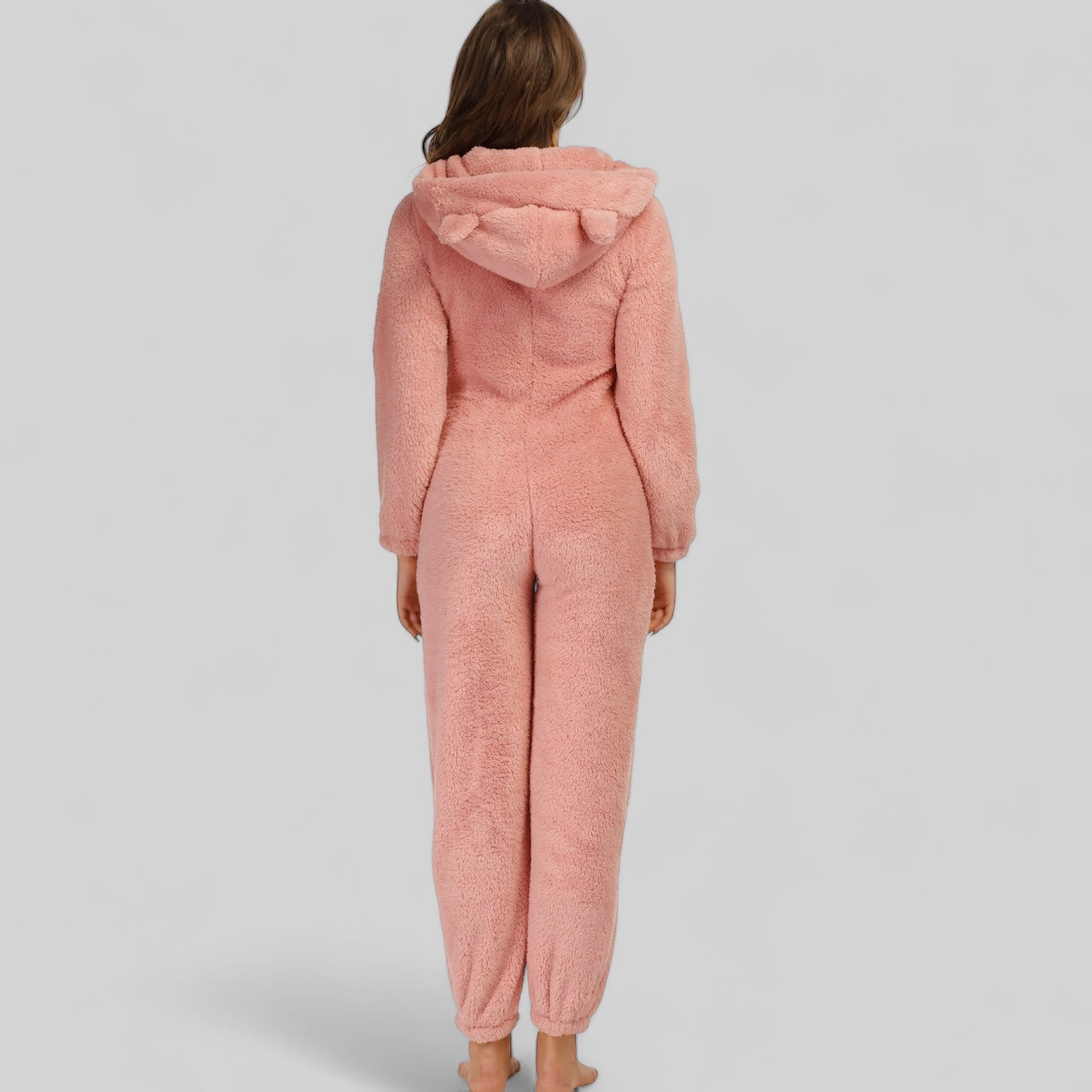 Combinaison pyjama femme en polaire avec capuche zippée