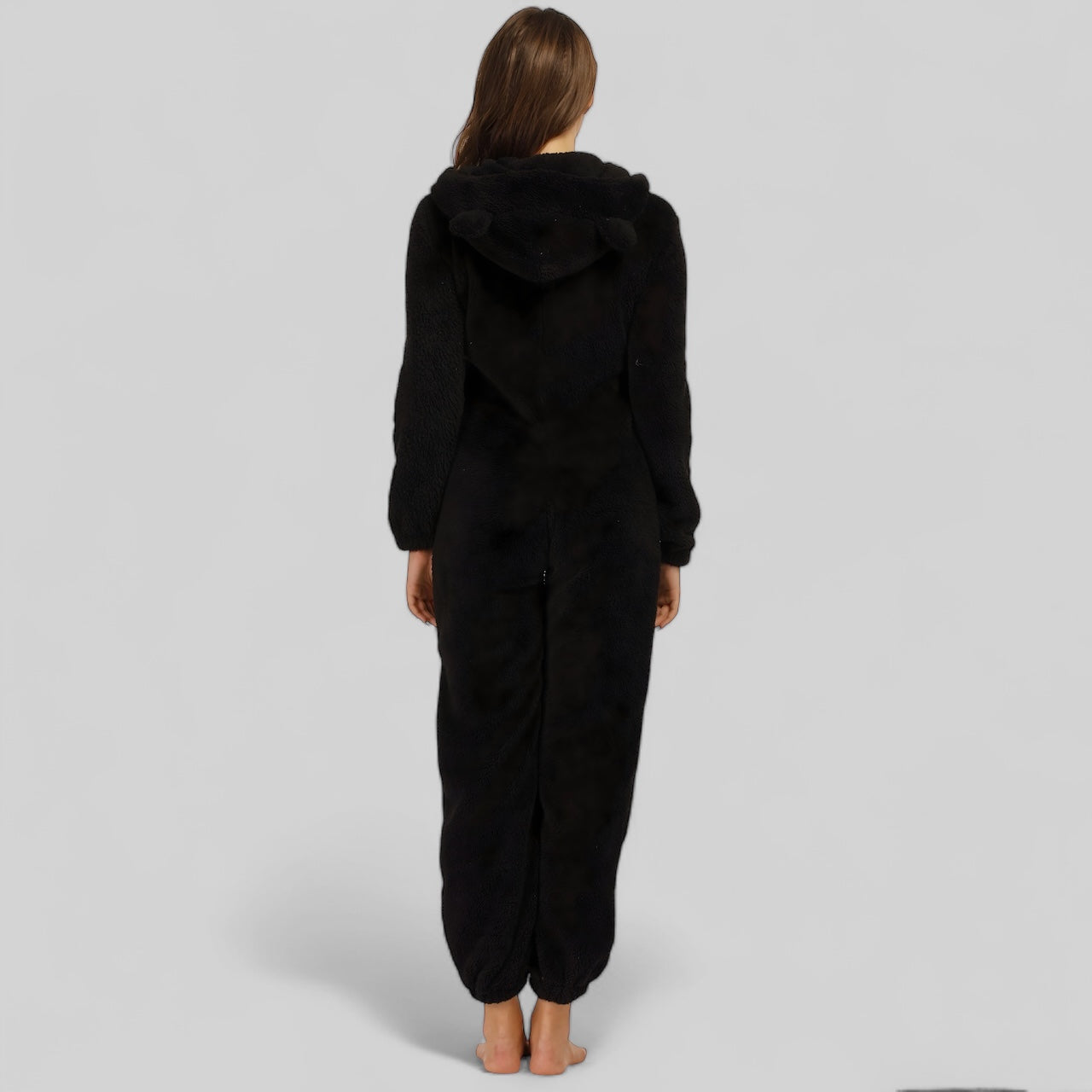 Combinaison pyjama femme en polaire avec capuche zippée