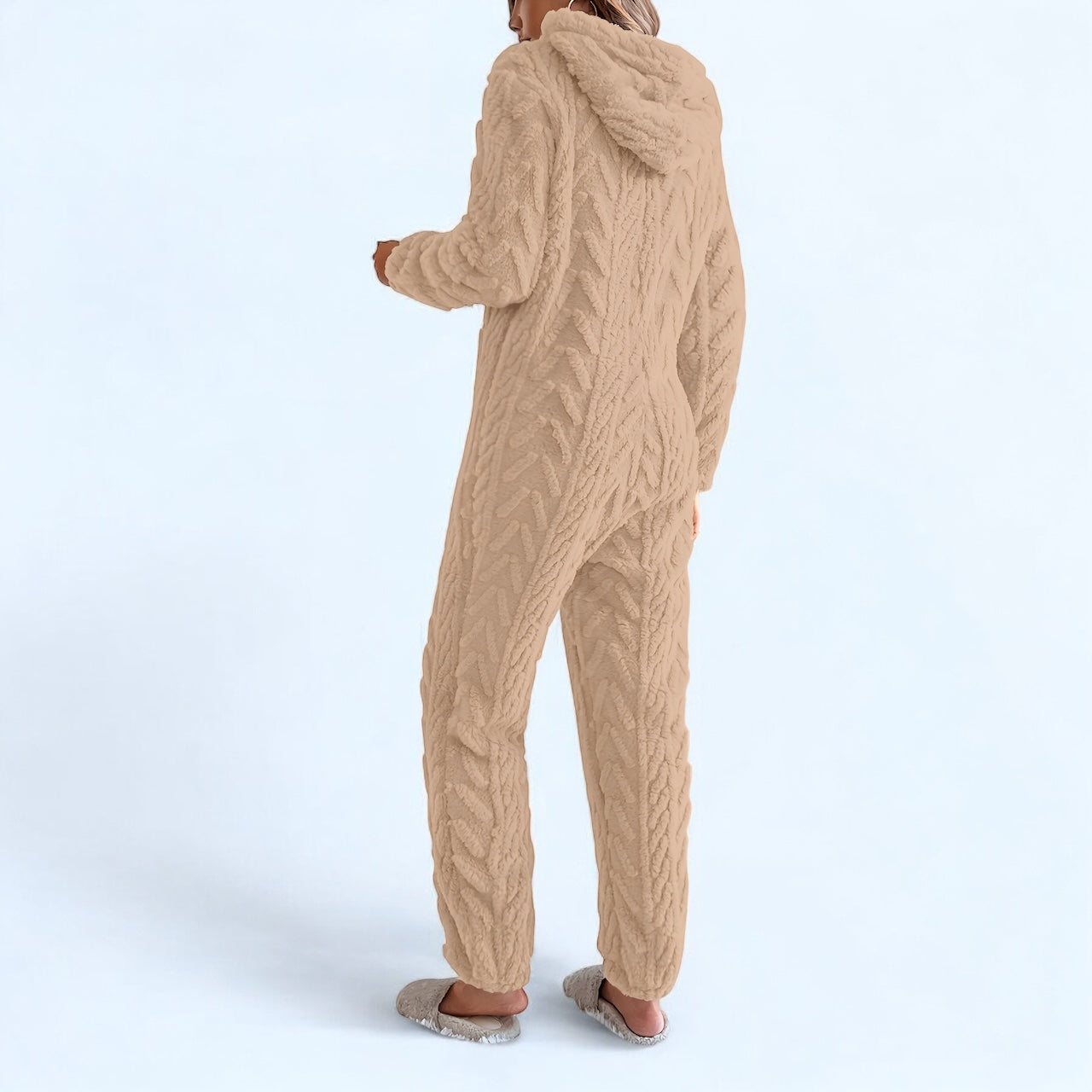 Combinaison pyjama texturée zippée à capuche