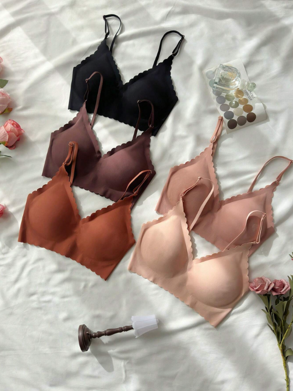 Pack 5 Soutien-gorge sans couture uni avec bord de coquille