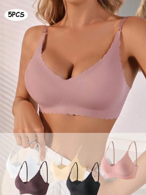 Pack 5 Soutien-gorge sans couture uni avec bord de coquille