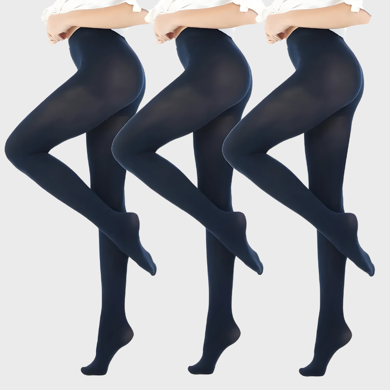 Pack de 3 collants opaques bleu marine taille haute - Unique