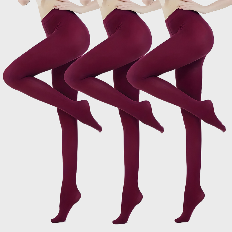 Pack de 3 collants opaques bordeau taille haute - Unique