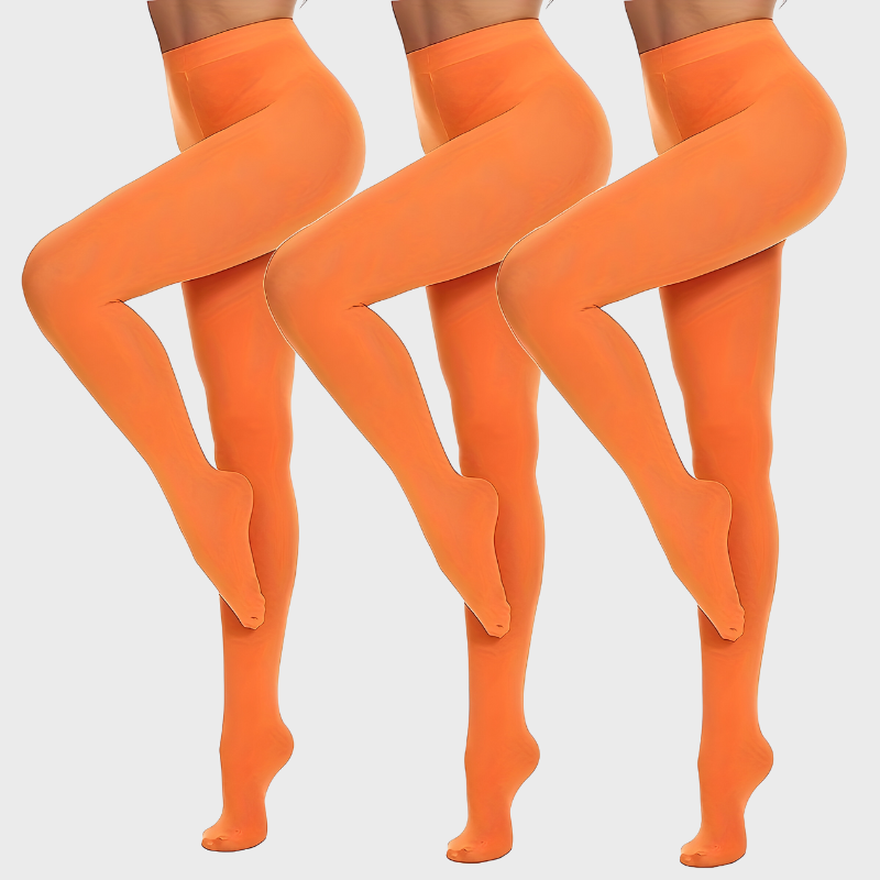 Pack de 3 collants opaques orange taille haute - Unique