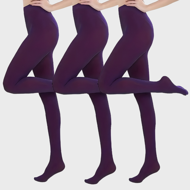 Pack de 3 collants opaques violet foncé taille haute