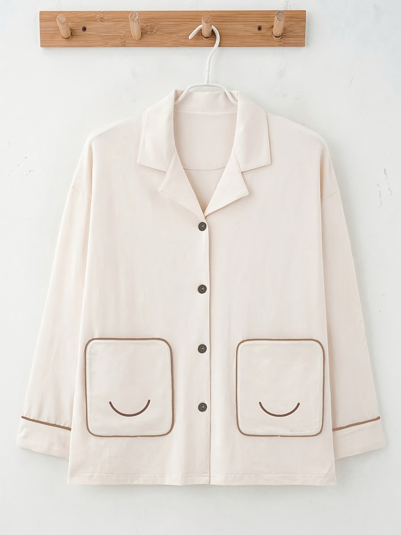 Pyjama femme en coton à rayures avec chemise manches longues