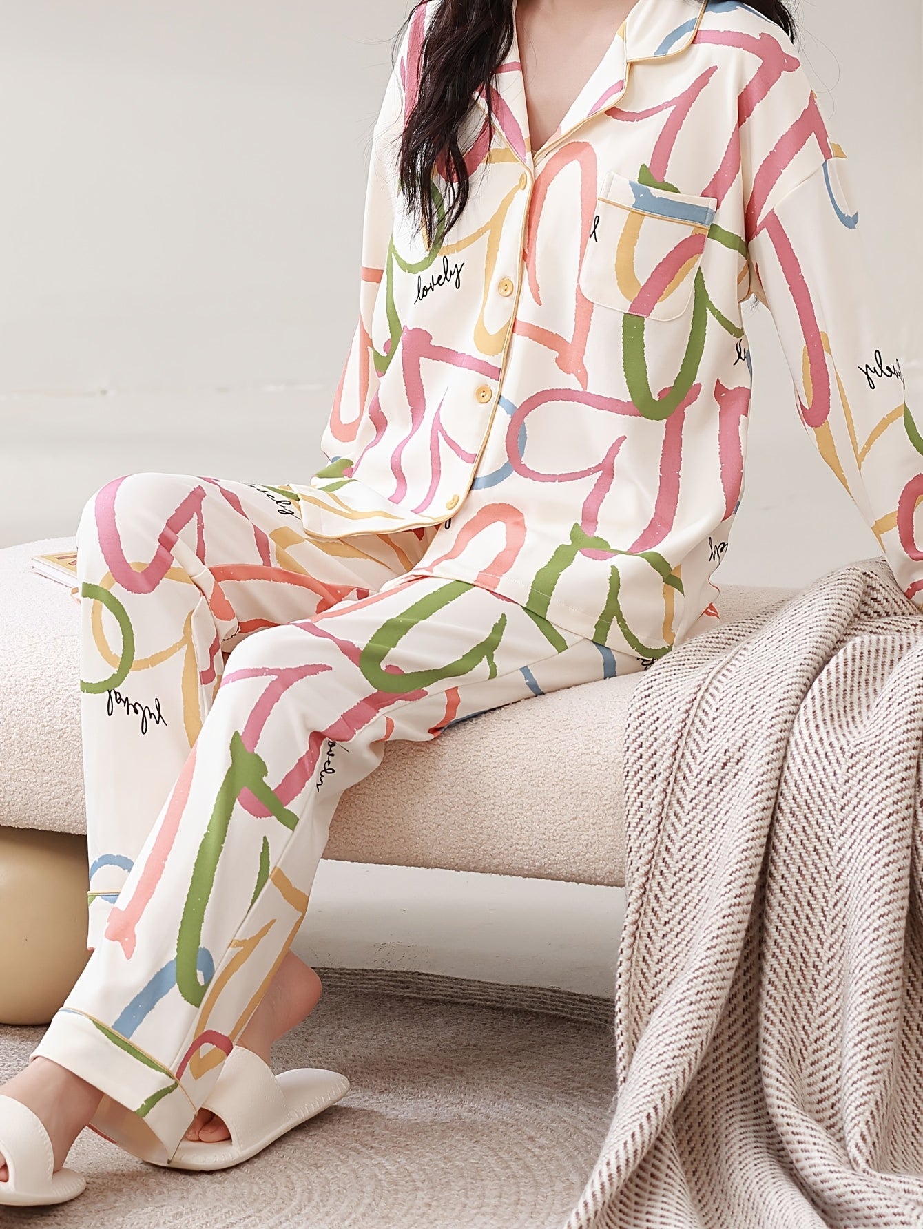 Pyjama femme en coton imprimé coeur