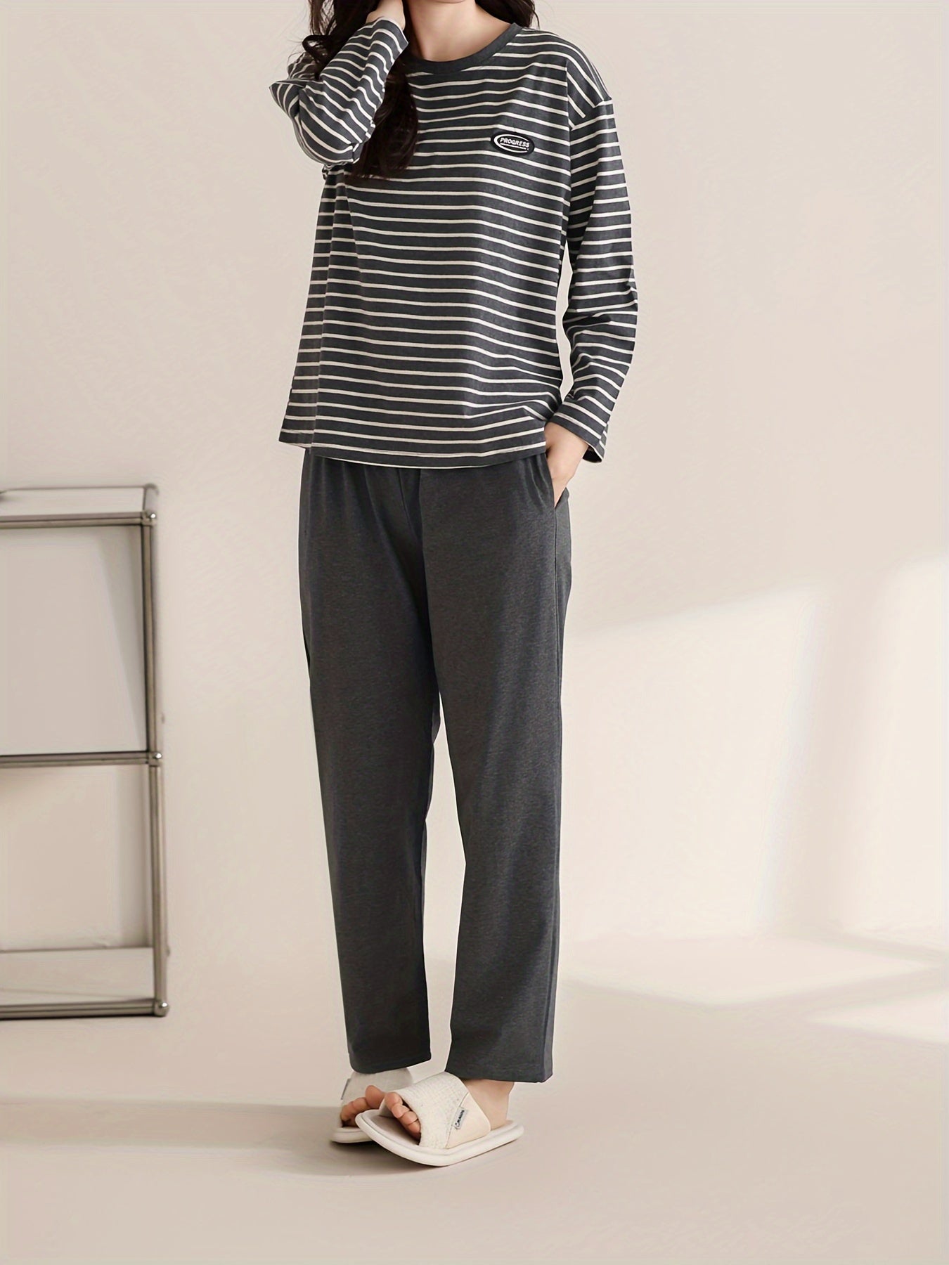 Pyjama femme en coton rayé 2 pièces