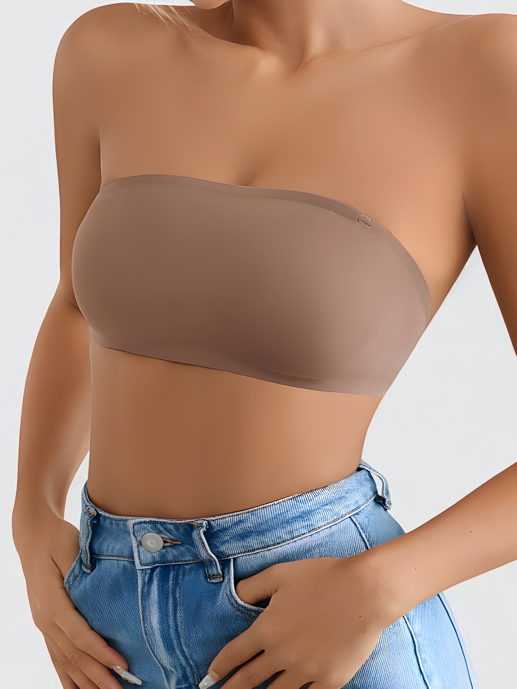 Soutien gorge bandeau invisible Marron / S
