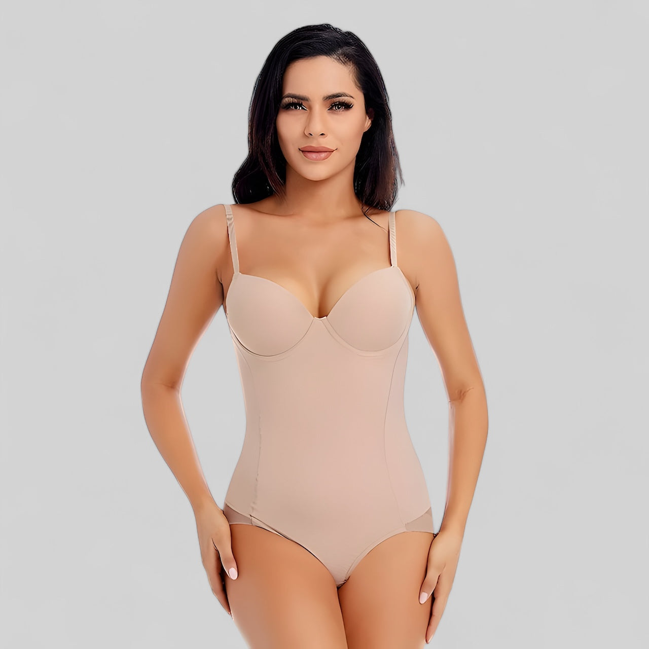 Body gainant sculptant beige avec soutien-gorge intégré