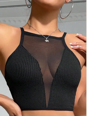 Brassière avec empiècement en mesh transparent