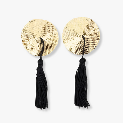 Cache tétons pailletés pompons Gold