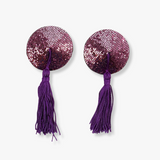 Cache tétons pailletés pompons Violet