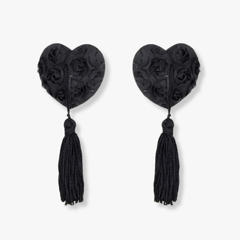 Cache-tétons pompon coeur - passionpetal - Noir