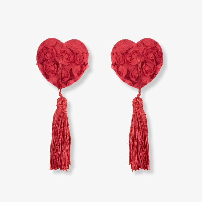 Cache-tétons pompon coeur - passionpetal - Rouge