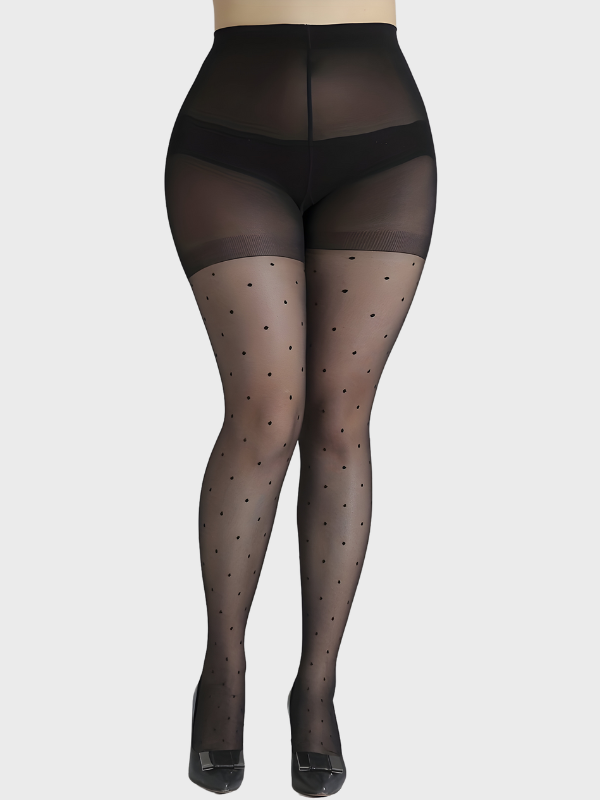 Collants grande taille à pois flockés - bas