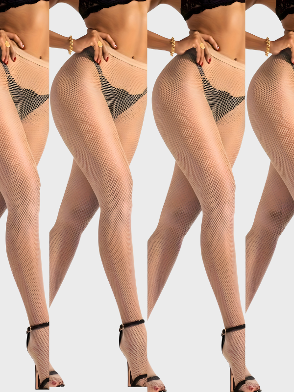 Collants résille beige - Pack de 4 paires sexy taille