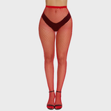 Collants résille rouge mailles moyennes - sexy taille