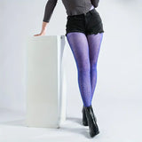 Collants violets à motif léopard - Bas fantaisie taille
