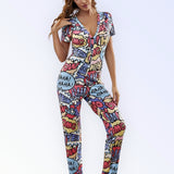 Combinaison pyjama femme à imprimé pop art