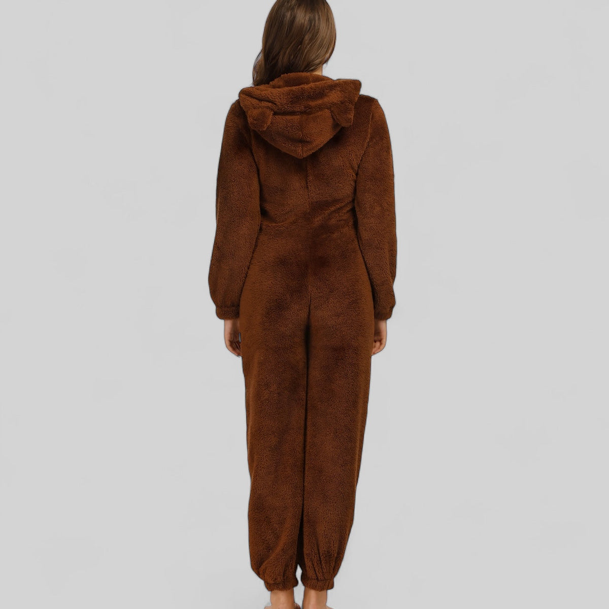 Combinaison pyjama femme en polaire avec capuche zippée