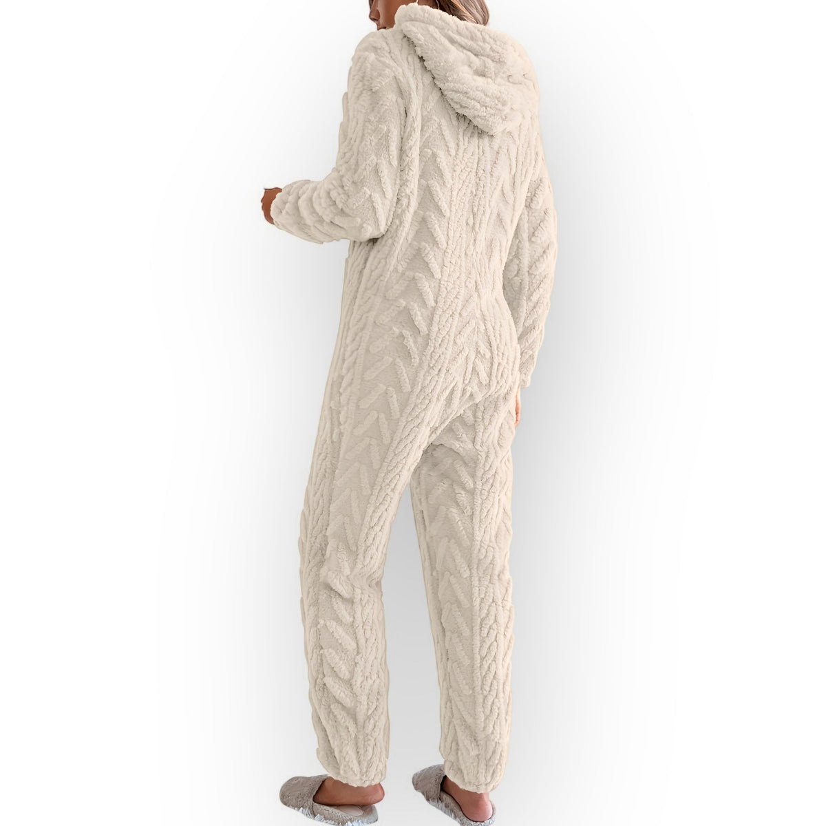 Combinaison pyjama texturée zippée à capuche