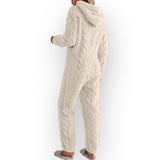 Combinaison pyjama texturée zippée à capuche