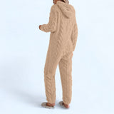 Combinaison pyjama texturée zippée à capuche