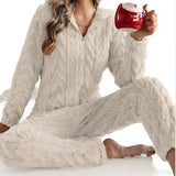 Combinaison pyjama texturée zippée à capuche