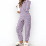 Combinaison pyjama texturée zippée à capuche