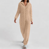 Combinaison pyjama texturée zippée à capuche - Beige / S