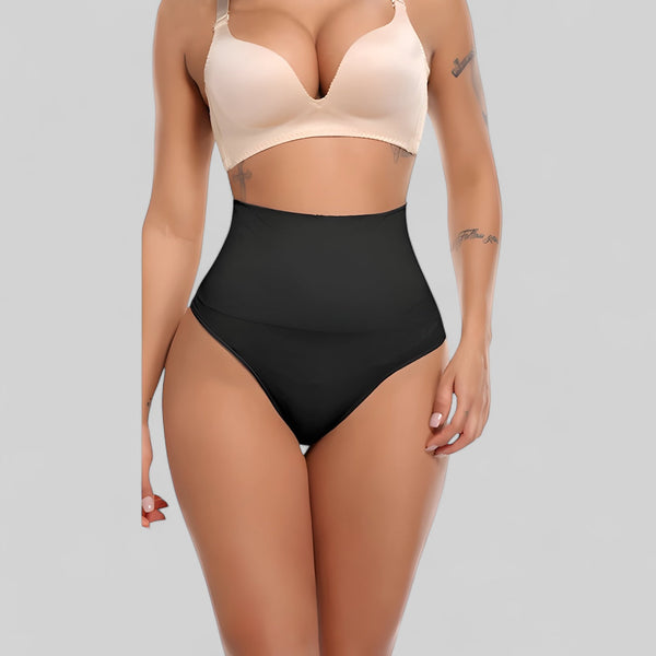 Culotte gainante femme taille haute sculptante en nylon noir