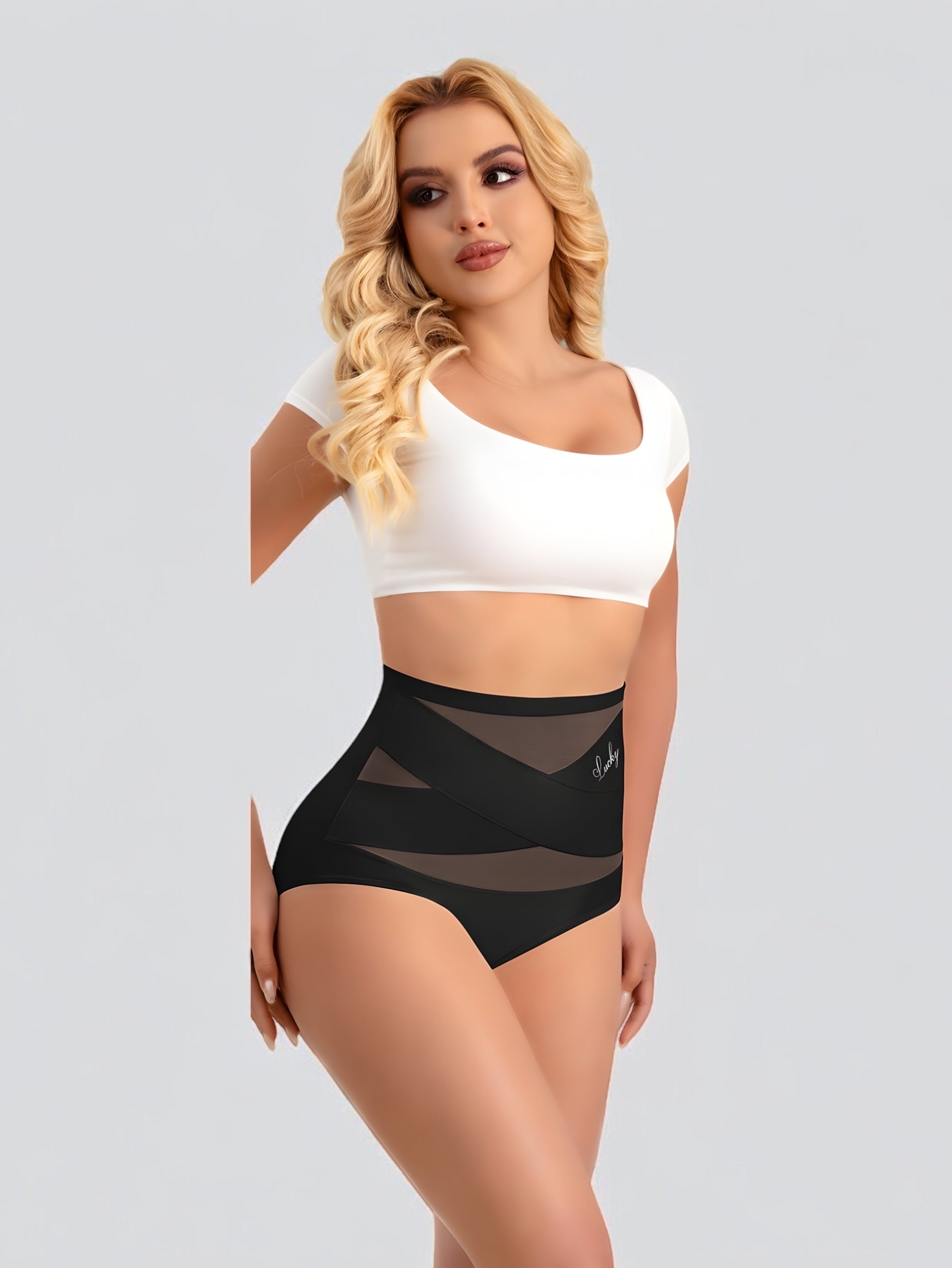 Culotte gainante haute femme noire sculptante avec détails