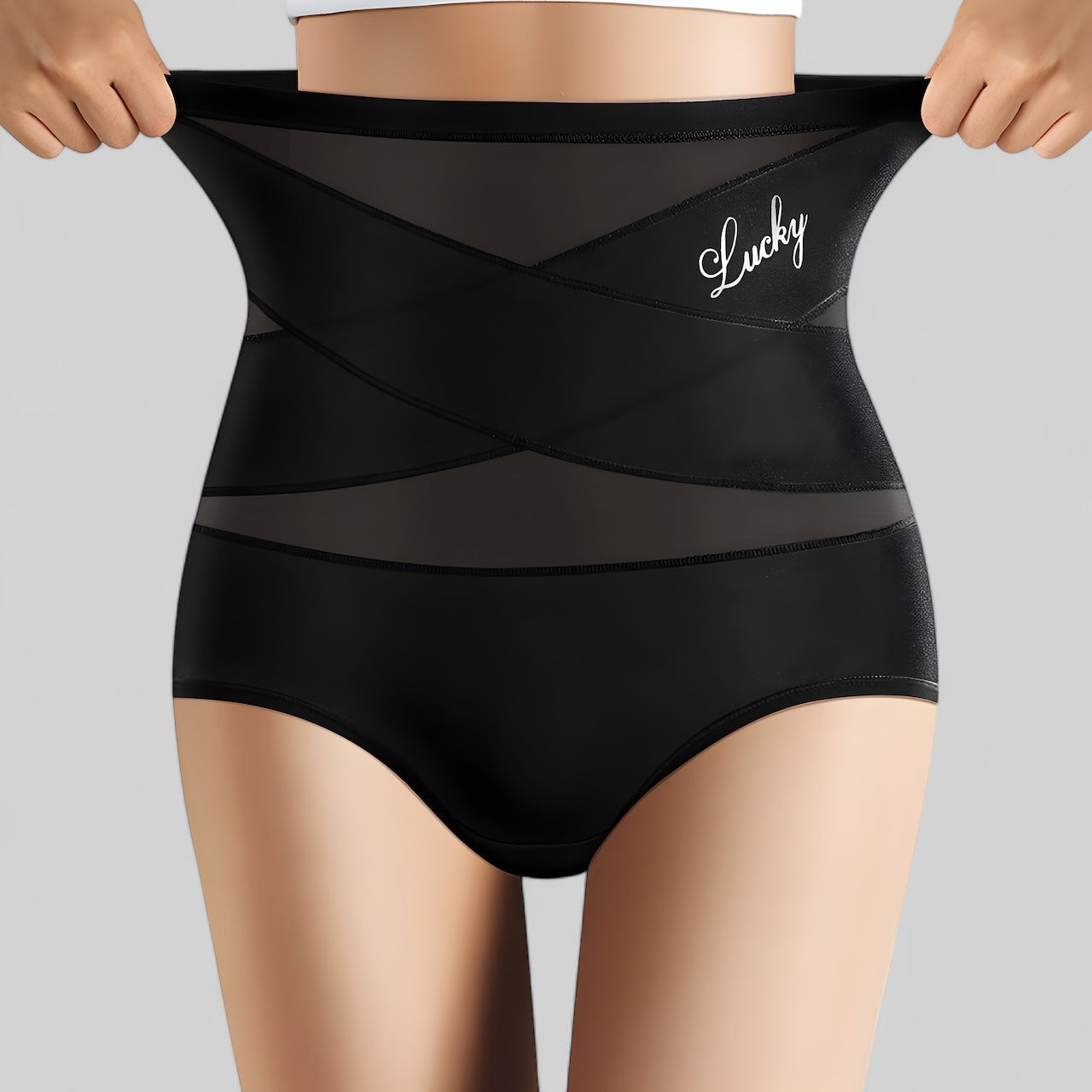 Culotte gainante haute femme noire sculptante avec détails