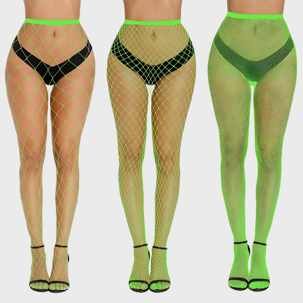 Ensemble de 3 Collants filet - Mailles fines, moyennes et larges  taille haute