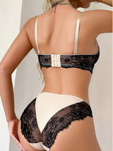 Ensemble lingerie dentelle noire et beige - Push-up