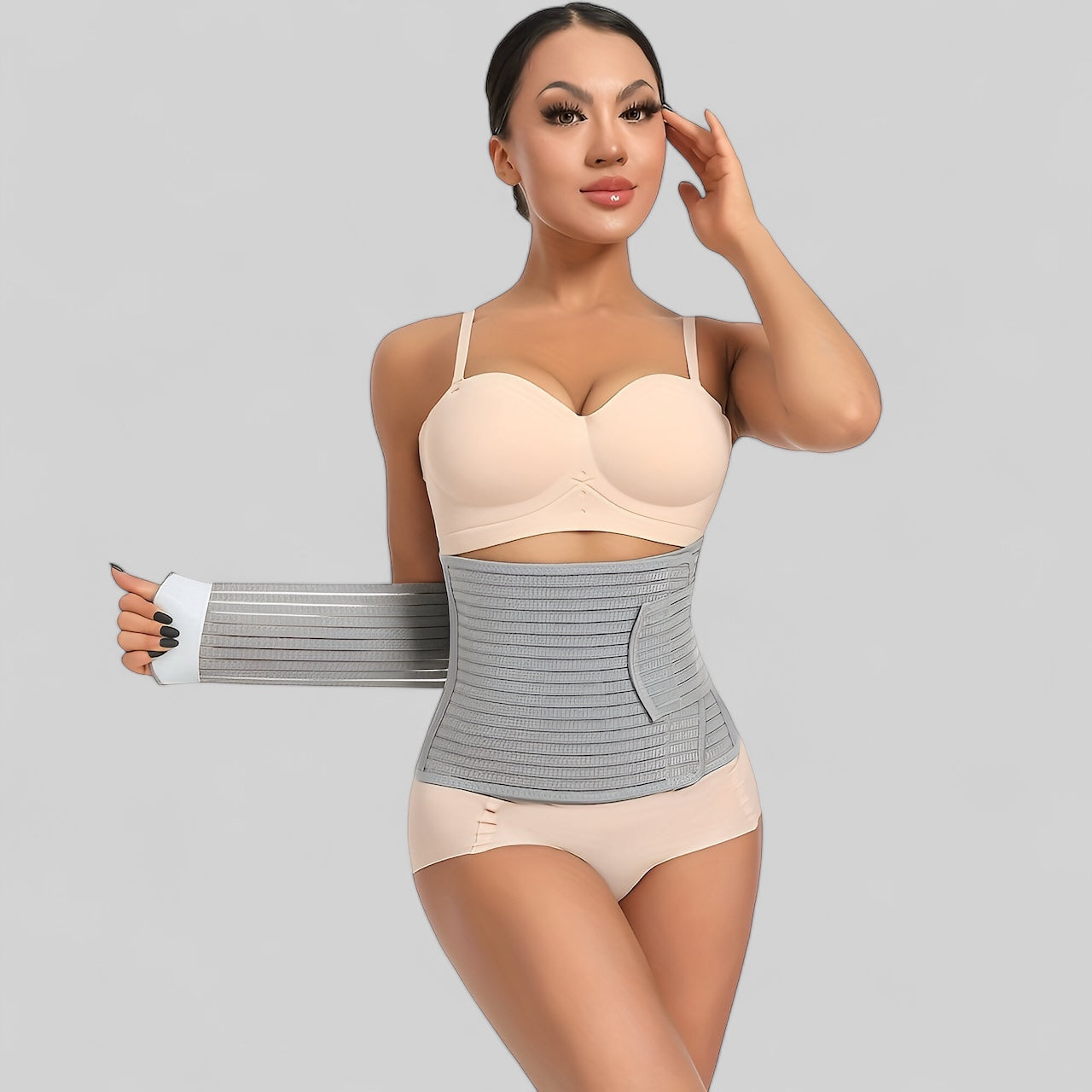 Gaine abdominale ajustable en fibre de bambou et charbon