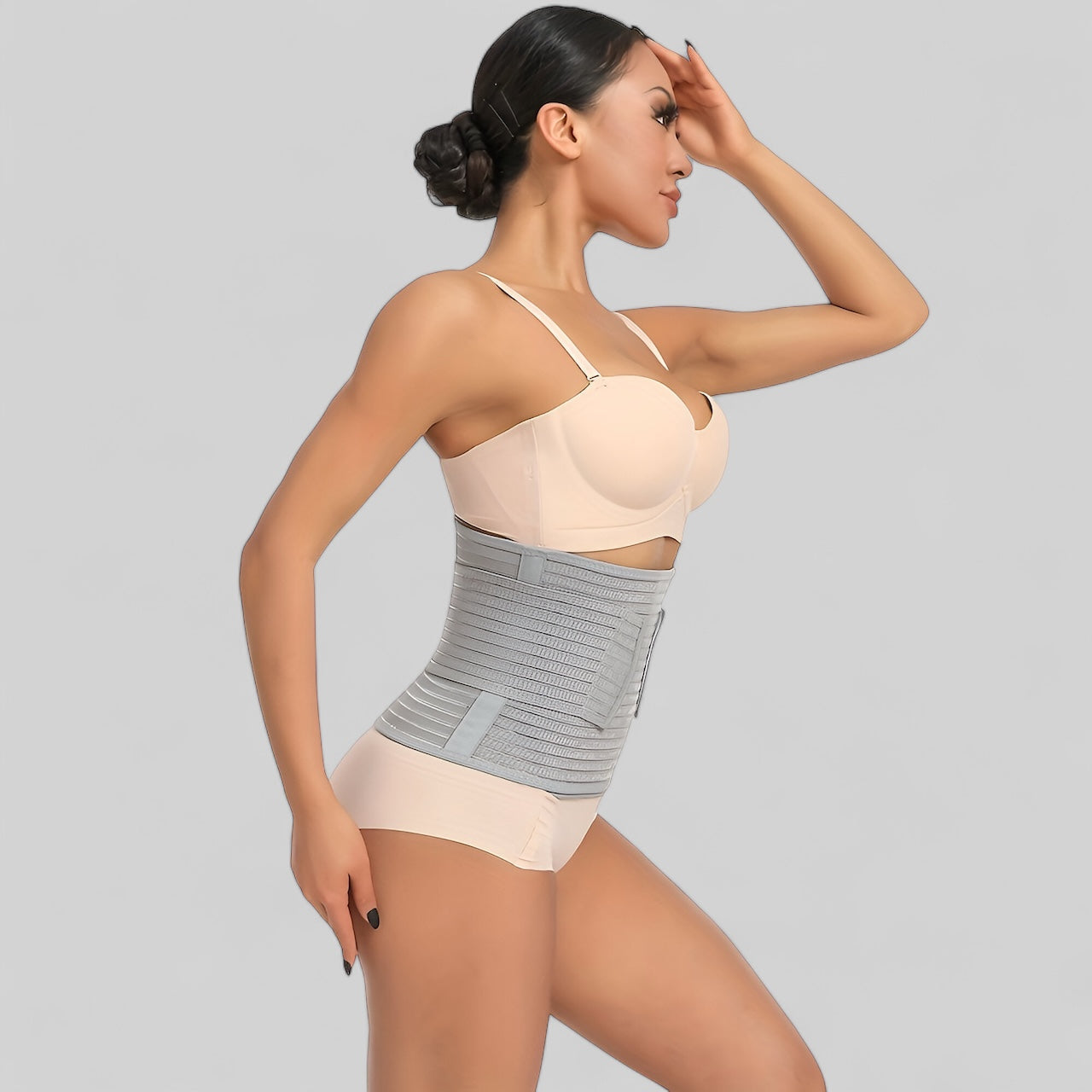 Gaine abdominale ajustable en fibre de bambou et charbon