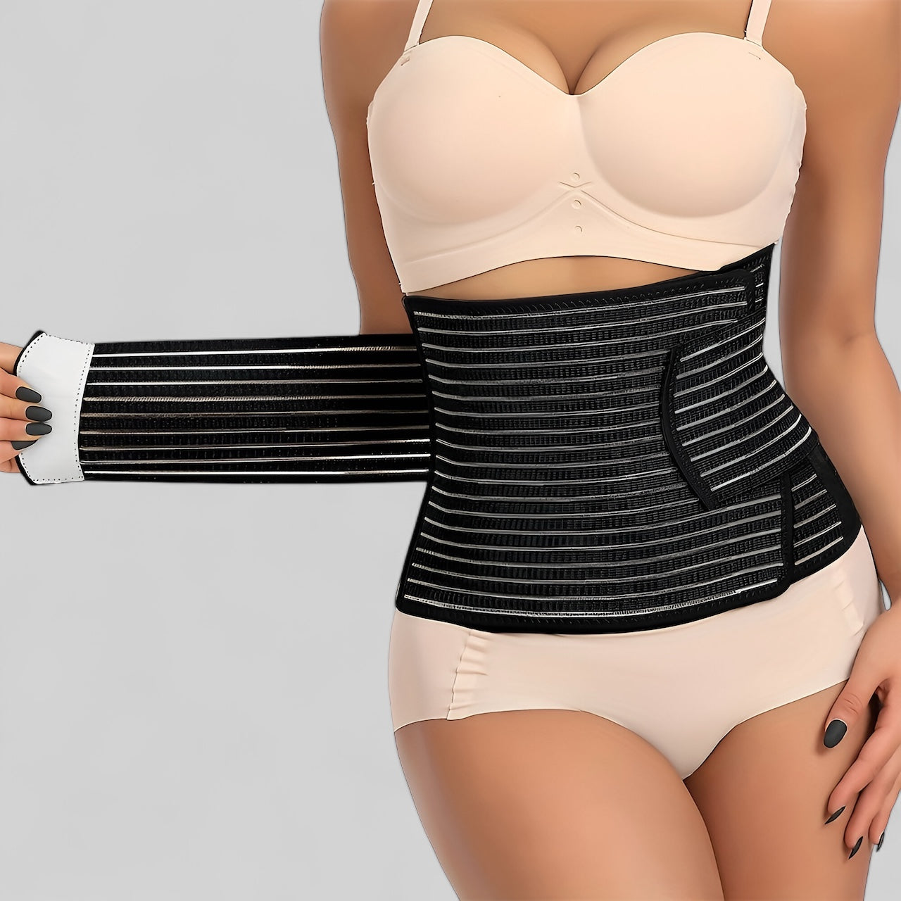 Gaine abdominale ajustable en fibre de bambou et charbon