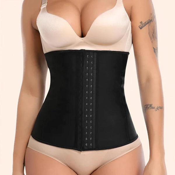 Gaine amincissante noire ventre plat avec fermeture à agrafes femme