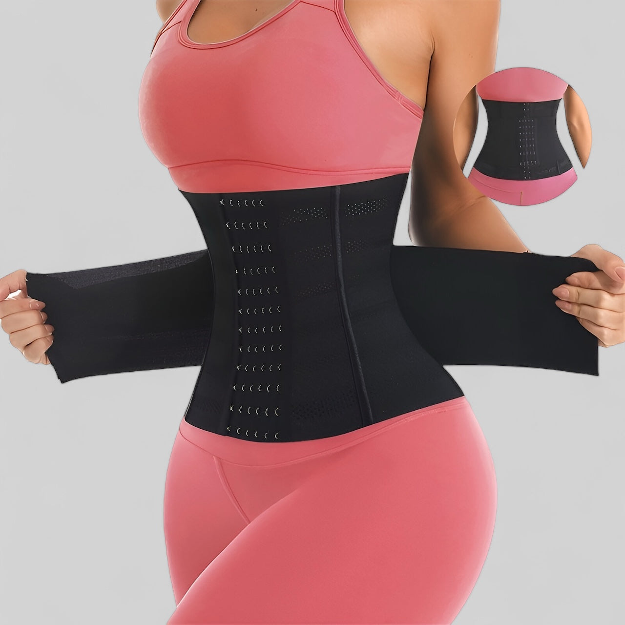 Gaine fitness noire amincissante pour taille fine