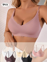 Pack 5 Soutien-gorge sans couture uni avec bord de coquille