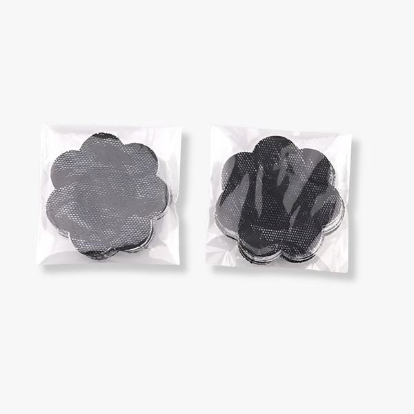 Pack cache-tétons tissu pétales en dentelle noir