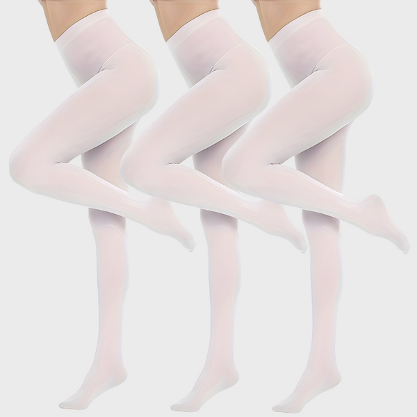 Pack de 3 collants opaques blanc taille haute
