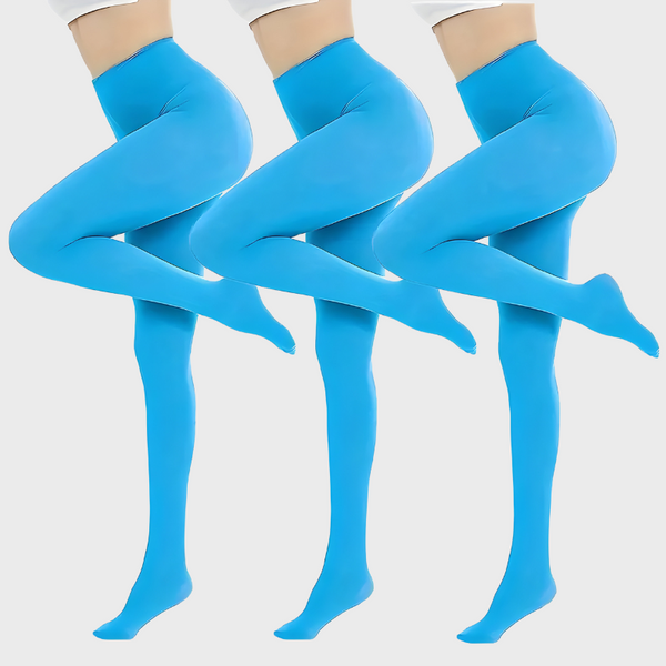 Pack de 3 collants opaques bleu ciel taille haute