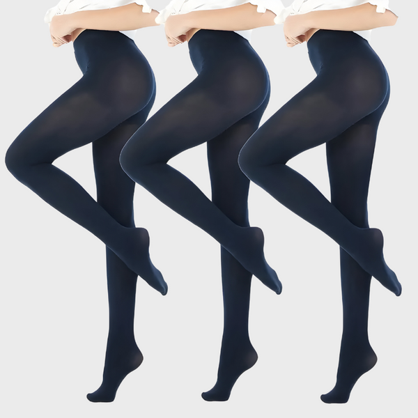 Pack de 3 collants opaques bleu marine taille haute